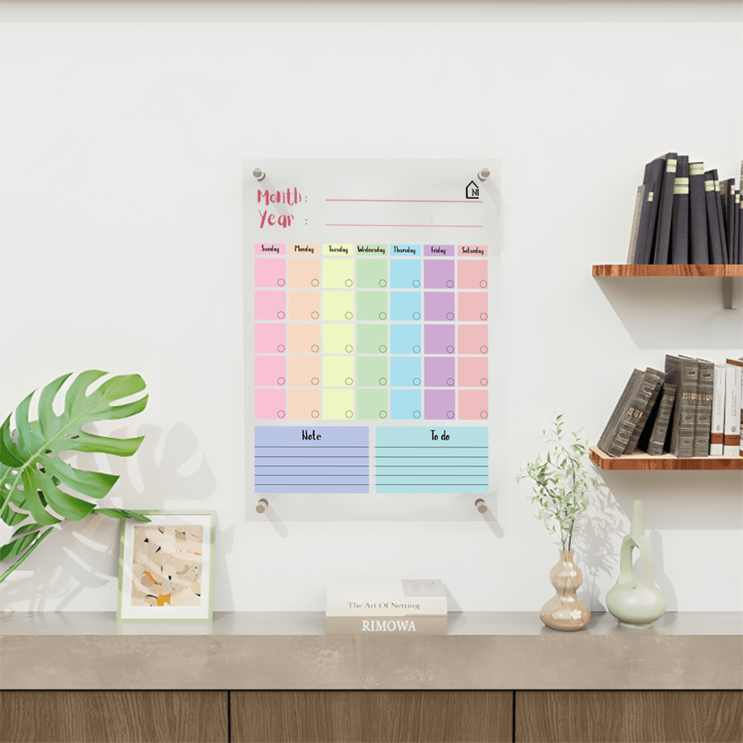 Acrylic Monthly Wall Planner – Reusable Calendar Board with Notes & To-Do Section - Memories InsiteMONTHLY ACRYLIC WALL PLANNER II